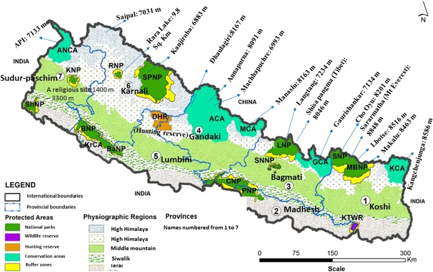 a total of 16 protected areas are located in nepal